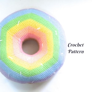 Crochet Pattern Donut Pillow Rainbow Baby Pillow Crochet DIY Unicorn Room Decor Giant Donut Crochet Pillow Pattern Rainbow Playroom Kids