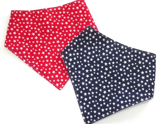 handmade Fun Baby Bandana Dribble Bib White stars on red