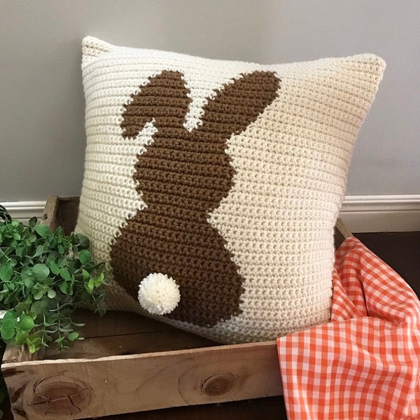 Crochet Pattern Bunny Pillow Crochet Pillow Crochet DIY Decoration Farmhouse Style Home Decor Nursery Easter Rabbit Crochet Cushion Pattern