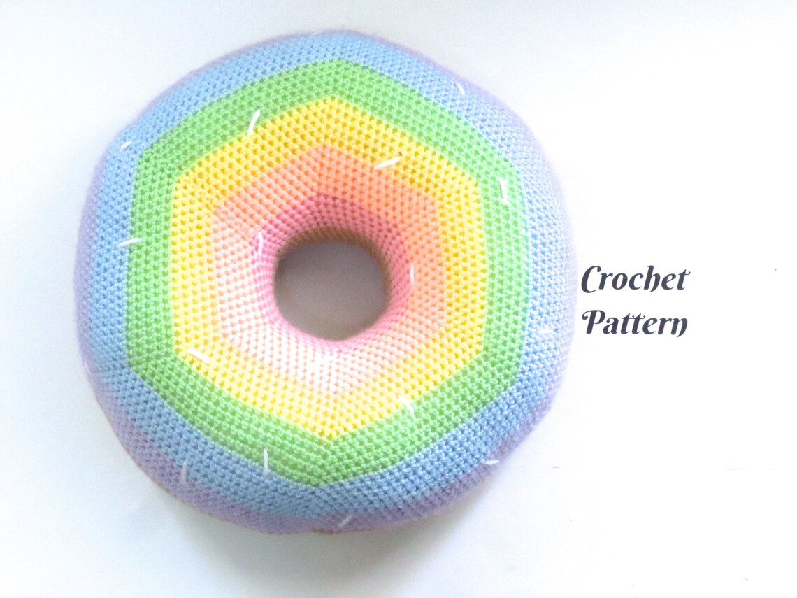 Donut Crochet Pattern Donut Pillow Rainbow Baby Pillow Crochet Etsy