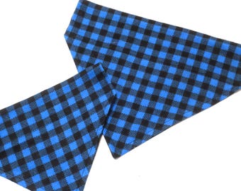 Buffalo Plaid Dog Bandana Cat Bandana Pet Bandana Blue Buffalo Plaid Dog Collar Pet No Tie Reversible Clothes 3 Sizes Winter Lumberjack