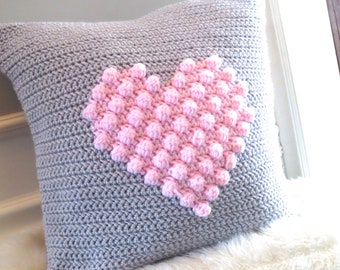 Crochet Pattern Heart Pillow Crochet Pillow Crochet DIY Decoration Farmhouse Style Home Decor Nursery Valentine’s Day Crochet Bobble Pattern