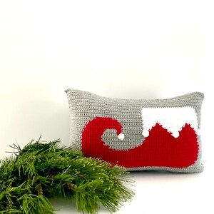 Christmas Crochet Pillow Pattern Crochet Pillow Elf DIY Farmhouse Home Decor Santa Helper Crochet Cushion Pattern Intarsia Holiday Bobble image 8