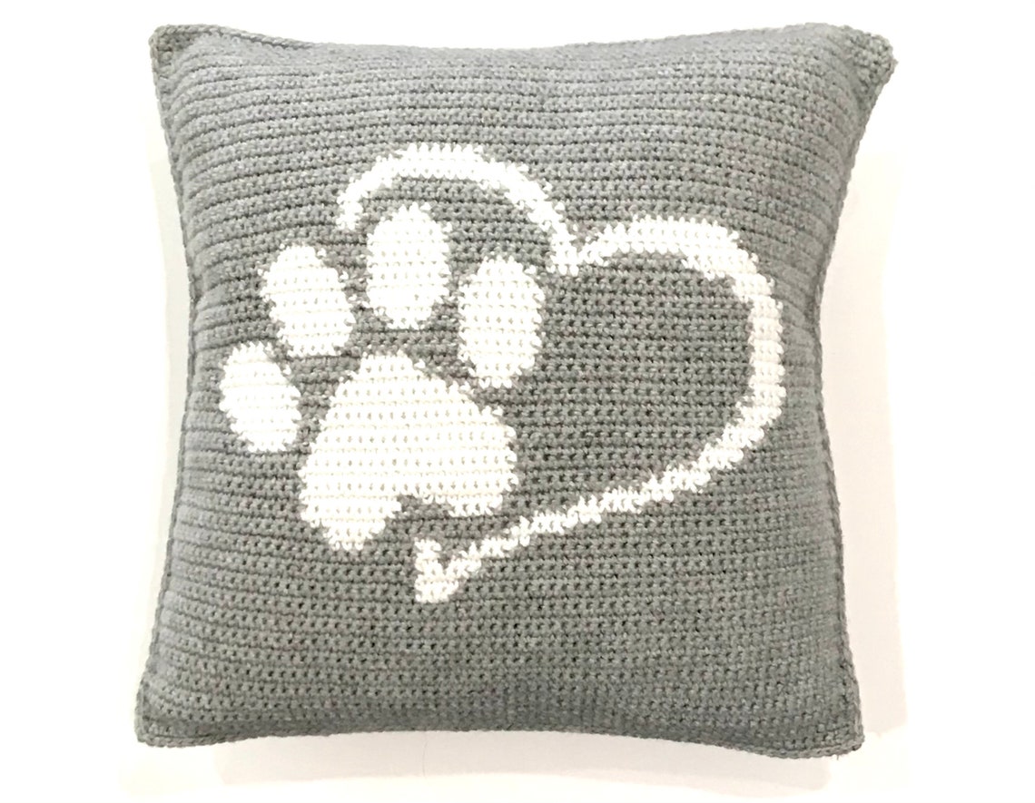 Paw Print Crochet Pillow Pattern Crochet Pillow Love My Dog Etsy Canada