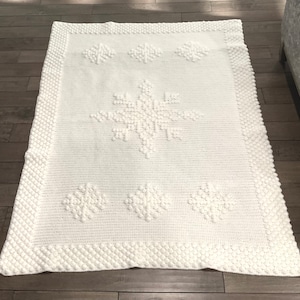 Christmas Crochet Blanket Pattern Snowflake Let It Snow Winter Crochet DIY Farmhouse Home Throw Afghan Pattern Cottage Christmas Bobble image 5