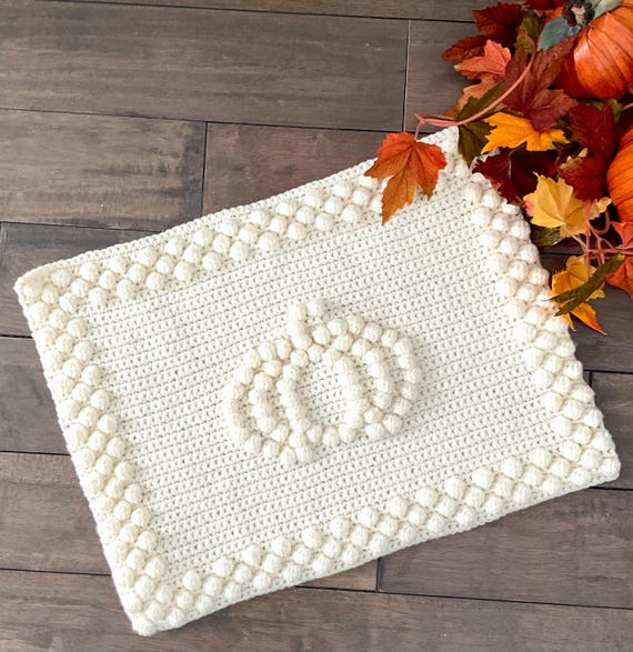Pumpkin Crochet Pattern Placemat Fall Crochet Halloween Crochet Thanksgiving Setting Crochet Pumpkin DIY Farmhouse Holiday Bobble Pattern