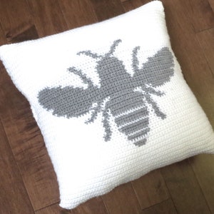 Virkmönster Humlekudde Virkad kudde Virkad DIY-dekoration Lantlig heminredning Boho Höstbi Virkad kuddekudde bild 1