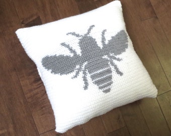 Patrón de crochet: almohada de abejorro, almohada de crochet, decoración de crochet DIY, estilo rústico, decoración del hogar, bohemio, otoño, cojín de crochet con abeja.