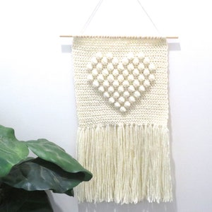 Crochet Pattern Wall Hanging Heart Crochet Banner Crochet DIY Décoration Farmhouse Home Decor Nursery Valentine Crochet Boho Bobble Heart