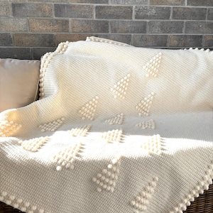 Christmas Crochet Blanket Pattern Christmas Tree Farm Crochet DIY Cottage Festive Throw Afghan Pattern Holiday Bobble Pine Woodland Forest