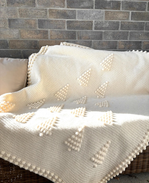Christmas Crochet Blanket Pattern Christmas Tree Farm Crochet DIY Cottage Festive Throw Afghan Pattern Holiday Bobble Pine Woodland Forest
