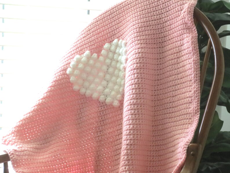 Heart Baby Blanket Crochet Pink White Crochet Baby Stroller Etsy Canada