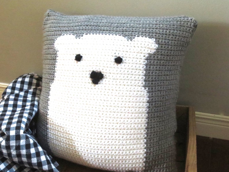 Crochet Pattern Polar Bear Pillow Crochet Pillow DIY Decoration Farmhouse Style Home Decor Nursery Baby Shower Christmas Bobble Cushion image 3