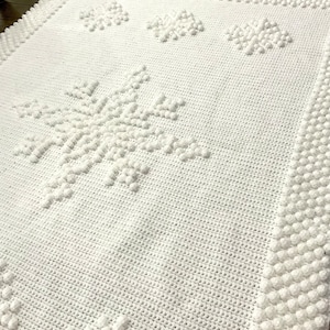 Christmas Crochet Blanket Pattern Snowflake Let It Snow Winter Crochet DIY Farmhouse Home Throw Afghan Pattern Cottage Christmas Bobble image 3