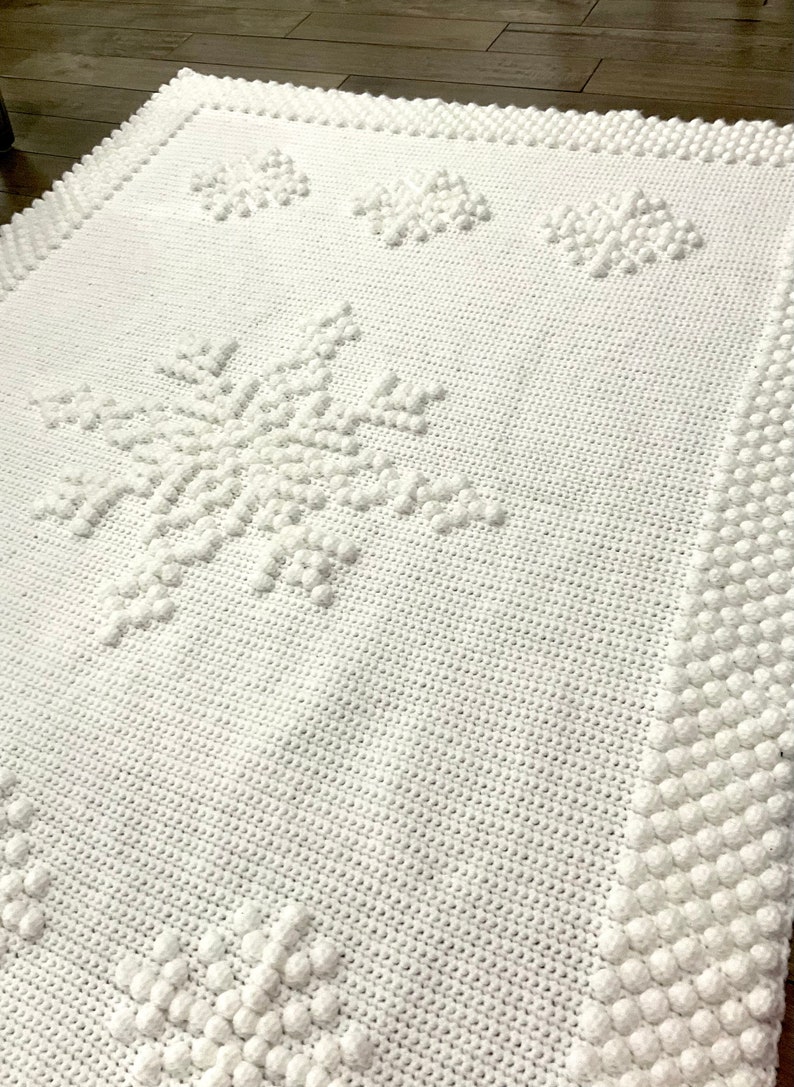 Christmas Crochet Blanket Pattern Snowflake Let It Snow Winter Crochet DIY Farmhouse Home Throw Afghan Pattern Cottage Christmas Bobble image 3