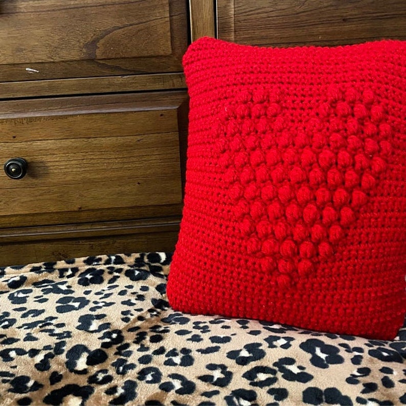 Crochet Pattern Heart Pillow Crochet Pillow Crochet DIY Decoration Farmhouse Style Home Decor Nursery Valentine Crochet Puff Pillow Pattern image 3