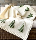 Crochet Pattern Blanket Christmas Pine Tree Crochet DIY Cottage Cabin Home Decor Throw Afghan Pattern Winter Intarsia Bobble Woodland Forest