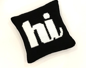 Crochet Pillow Pattern Hi Crochet Pillow Hello Welcome Word Pillow Sofa Farmhouse Home Decor Modern Easter Crochet Cushion Pattern Child
