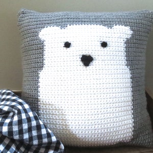 Crochet Pattern Polar Bear Pillow Crochet Pillow DIY Decoration Farmhouse Style Home Decor Nursery Baby Shower Christmas Bobble Cushion image 2