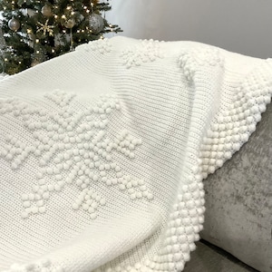 Christmas Crochet Blanket Pattern Snowflake Let It Snow Winter Crochet DIY Farmhouse Home Throw Afghan Pattern Cottage Christmas Bobble image 4