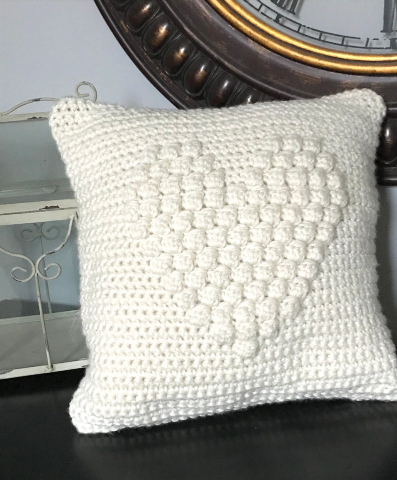 Crochet Pattern Heart Pillow Crochet Pillow Crochet DIY Decoration Farmhouse Style Home Decor Nursery Valentine Crochet Puff Pillow Pattern image 5