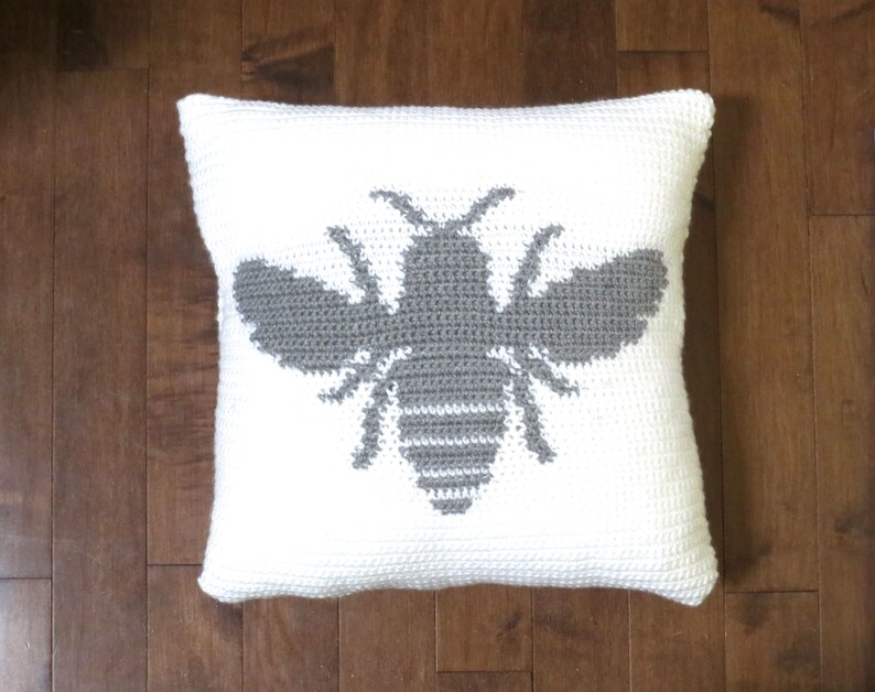 Virkmönster Humlekudde Virkad kudde Virkad DIY-dekoration Lantlig heminredning Boho Höstbi Virkad kuddekudde bild 5
