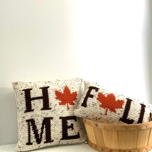 FALL Crochet Pillow Pattern Crochet Pillow Fall Word DIY Farmhouse Home Decor Leaf Crochet Cushion Thanksgiving Intarsia Autumn Season image 5