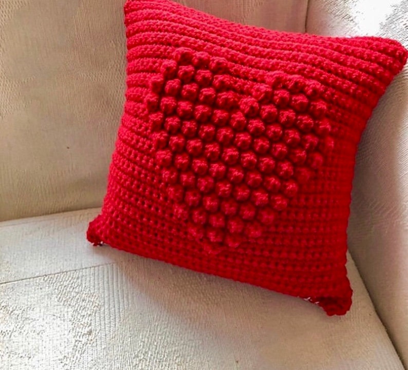 Crochet Pattern Heart Pillow Crochet Pillow Crochet DIY Decoration Farmhouse Style Home Decor Nursery Valentine Crochet Puff Pillow Pattern image 8