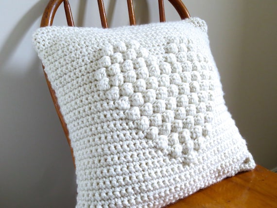 Crochet Pattern Heart Pillow Valentine Crochet Pillow Crochet DIY Decoration Farmhouse Home Decor Nursery Bobble Crochet Pillow Pattern
