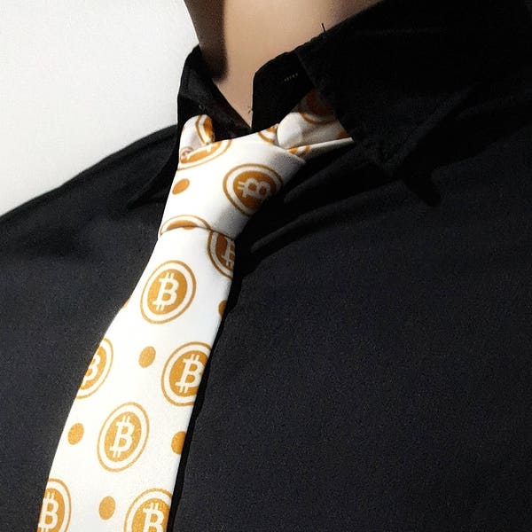 Logotipo de Bitcoin Tie Poliéster Criptomoneda empate BTC BCH BCC Oro amarillo blanco Hodl ethereum litecoin xrp monedas