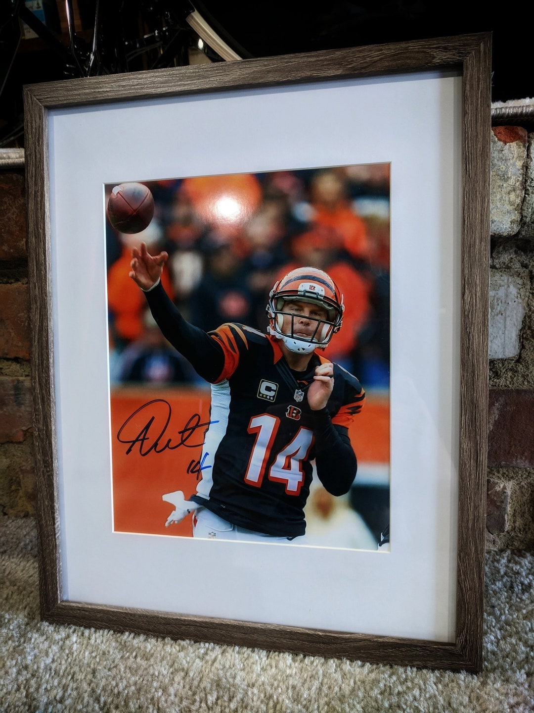 Rustic Genuine Andy Dalton Autographed Photo Picture Framed Matted Cincinnati Bengals Jersey Etsy