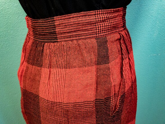 Vintage Red Plaid Mid-Length Skirt with Pockets b… - image 7