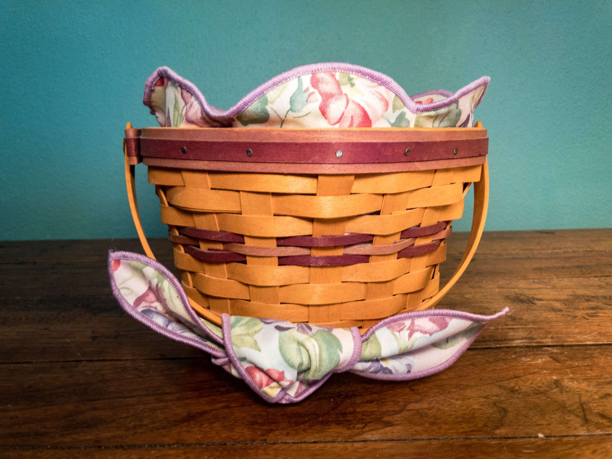 Longaberger 4X4X2" Blue Floral Basket Liner