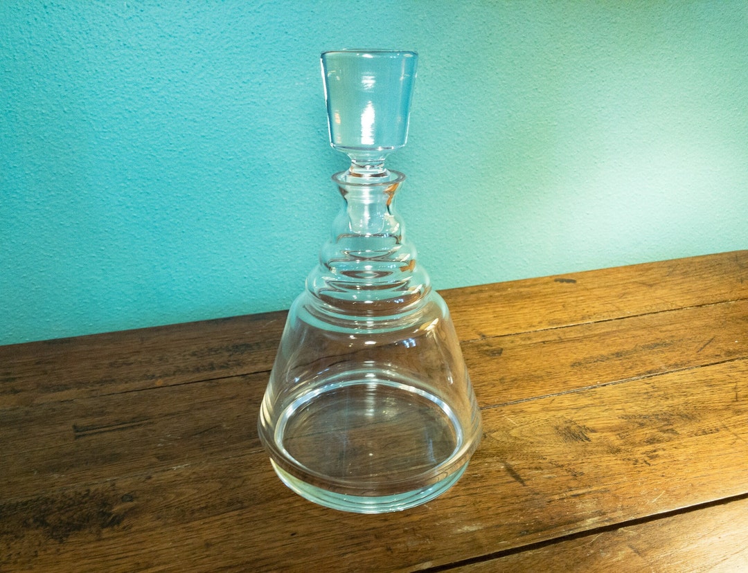 Vintage Crate & Barrel Krosno Poland Clear Glass Ridged Wine or Liquor