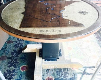 Engraved Map Table