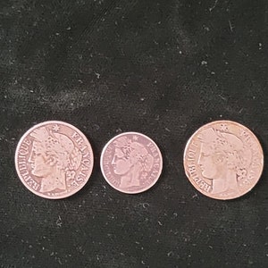 French Silver 50 Centimes and 1 Franc Plus i Franc with worn date