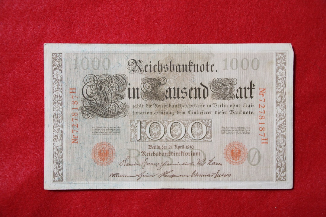 German 1000 Mark Banknote-pre-wwi- 21 April 1910 - Etsy