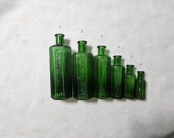 Green Poison Bottles - Six Sided, Hexagonal, UK Bottles - Not To Be Taken