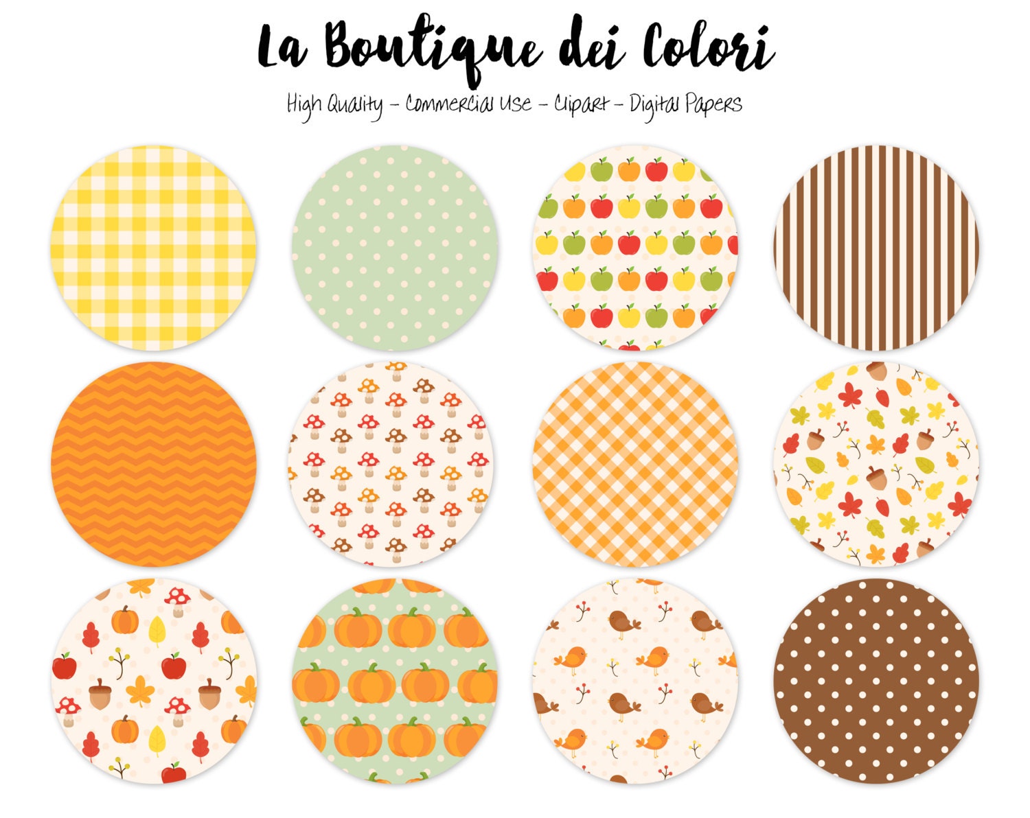 Fall Circles Clipart Cute Circle Clip art. Printable Autumn | Etsy