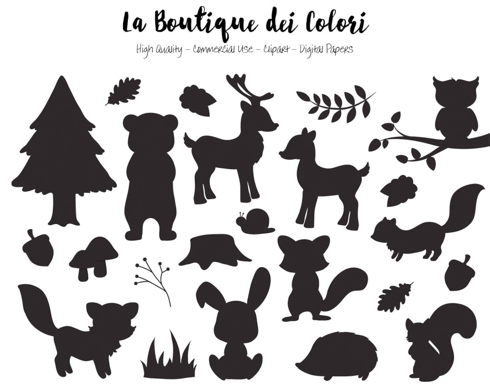 Wald Tiere Silhouette Clipart süße Grafiken EPS und PNG - Etsy Schweiz