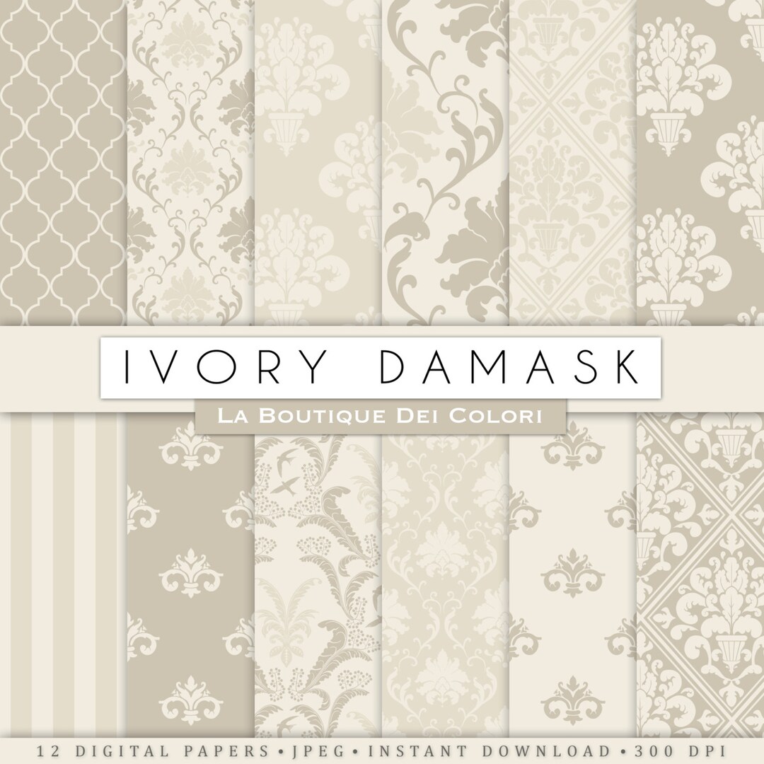 Damask Wedding Ivory Digital Paper. Gray Digital Paper Pack of - Etsy