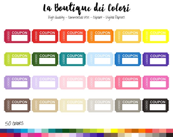 50 Rainbow Coupon Clipart, Cute Digital Graphics PNG, sale, Special ...