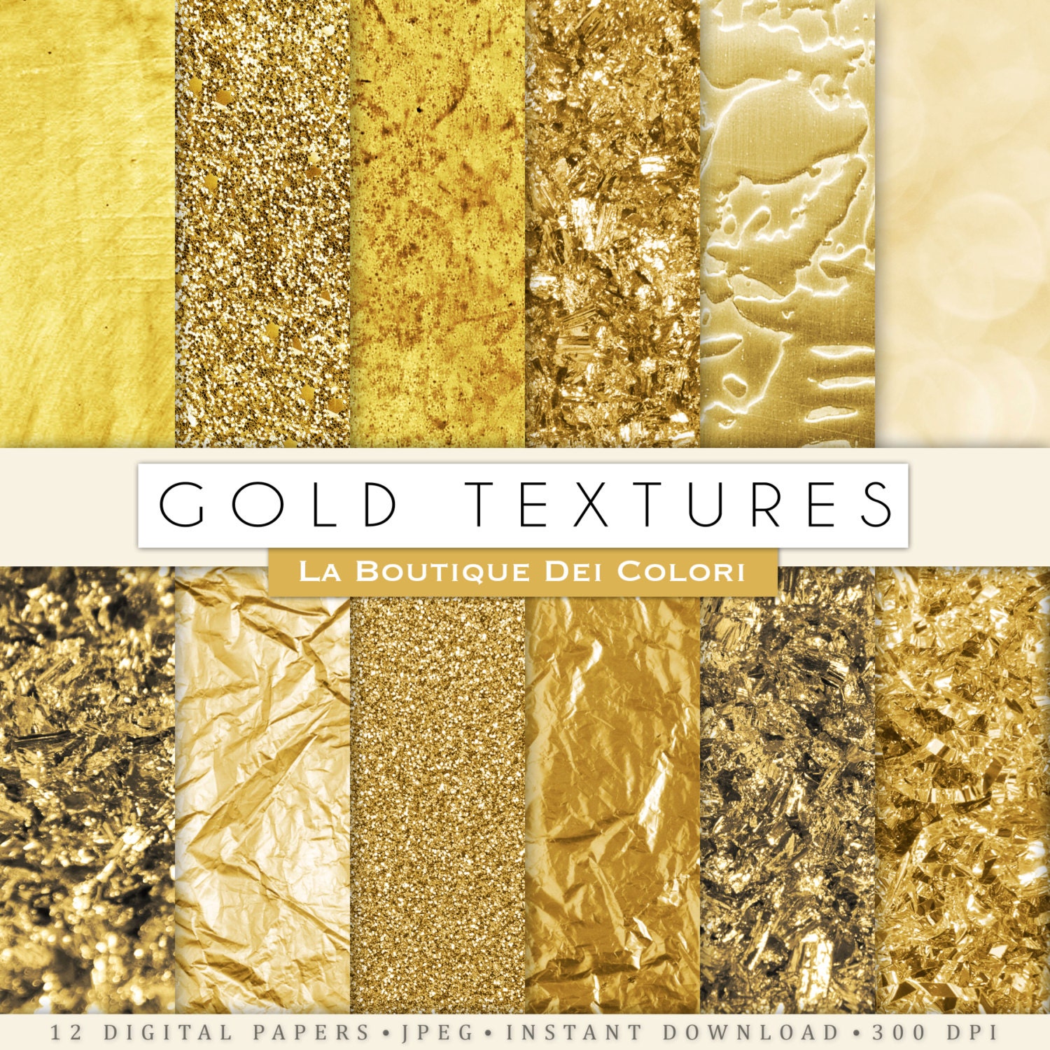 Metallic Gold Paint Digital Papers Bonus Photoshop Pattern Files
