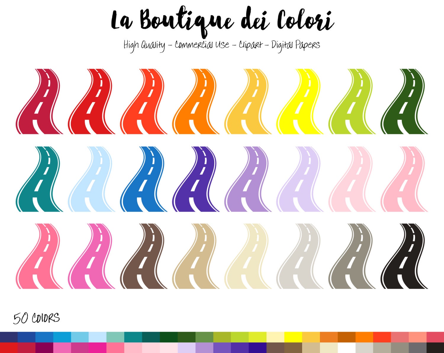 50 Rainbow Road Trip Clip Art Digital Illustrations Png Etsy