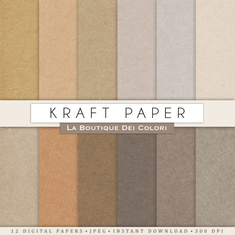 Kraft digital papers, Cardboard backgrounds, brown scrapbook paper printables. Instant Download for Personal and Commercial Use 