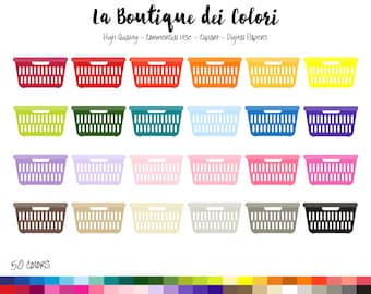 50 Rainbow Laundry Basket Clip art, illustrations PNG, Clothes, cleaning, washing, house chores , Planner Stickers Commercial Use