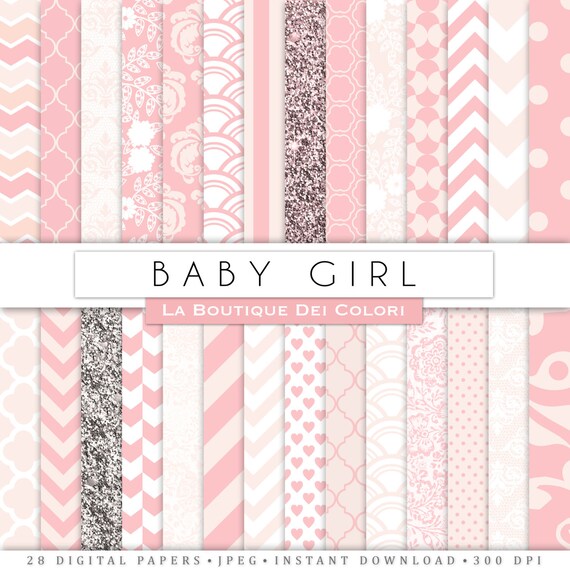 BabyPink Digital Paper. Pastel pink paper, Nursery digital paper patterns, Instant Download for Commercial Use Light girl scrapbook Il_570xn