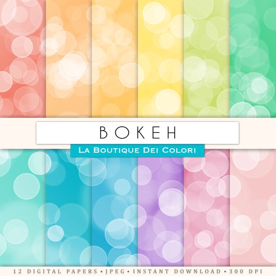 Colorful Bokeh digital paper. Dots digital papers: Bokeh background scrapbooking, printables, Commercial Use. pink blue green Il_570xn