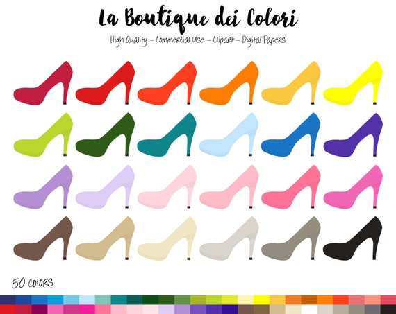 50 Rainbow fashion shoes Clipart, High Heel Digital illustrations PNG, High heels girl shoe Planner Stickers Commercial Use Il_570xn