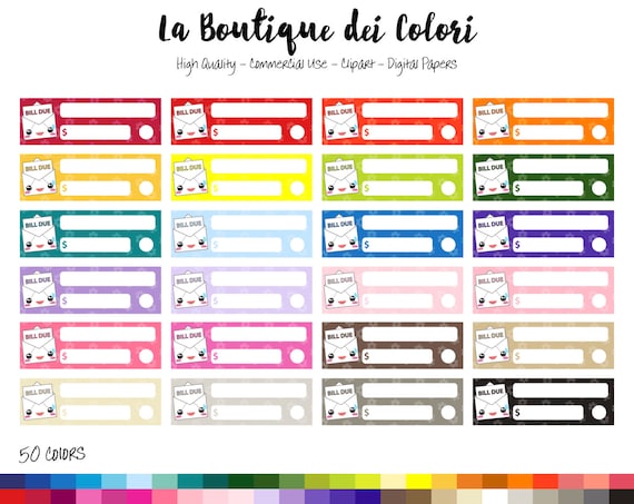 50 Rainbow Kawaii Bill Due Clip Art Cute Digital Graphics Png